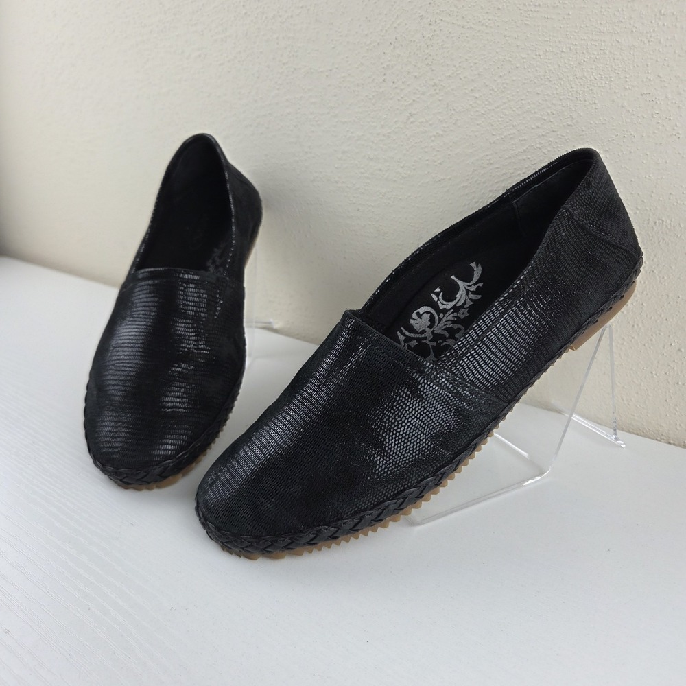 Aetrex Kylie Black Leather Slip-On Comfort Shoes Flats Women's Size 7